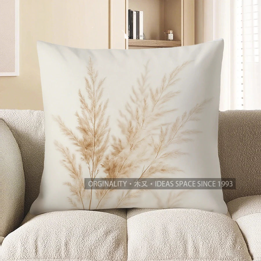 Home Decor Pampas Grass Pattern Decorative Throw Pillow Cushion Cover