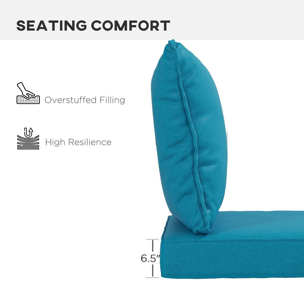 4-Piece Seat Cushion Pillows Replacement, Patio Chair Cushions Set with Back for Indoor Outdoor, Turquoise