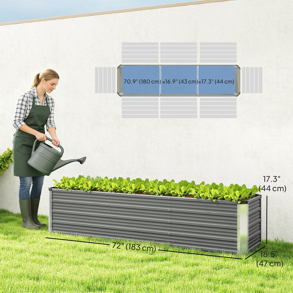 6' x 1.5' x 1.3' Galvanized Raised Garden Bed, Elevated Large Metal Planter Box w/ Install Gloves, Light Grey