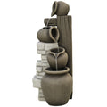 Wine Jars Outdoor Waterfall Fountain with Adjustable Flow, 4-Tier Rustic Resin Cascading Water Fountain, Decorative Backyard Water Feature for Zen Garden, Deck, Porch