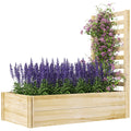 Wood Planter Box with Trellis for Climbing Plants, Raised Garden Bed for Outdoor Flowers Herbs, 91"x24"x43", Natural