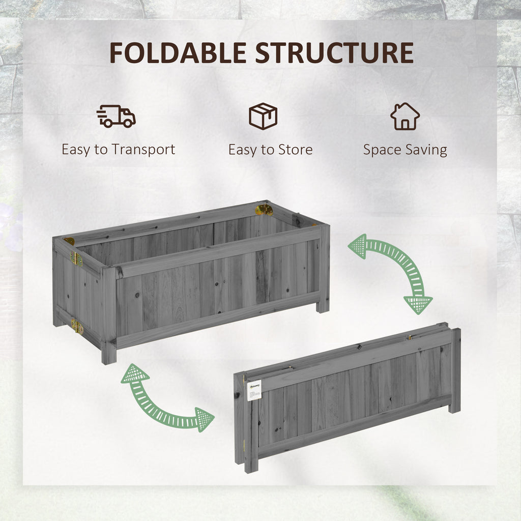 Foldable Elevated Planter Box, Wooden Raised Garden Bed for Backyard, Patio to Grow Vegetables, Herbs, Flowers, Grey