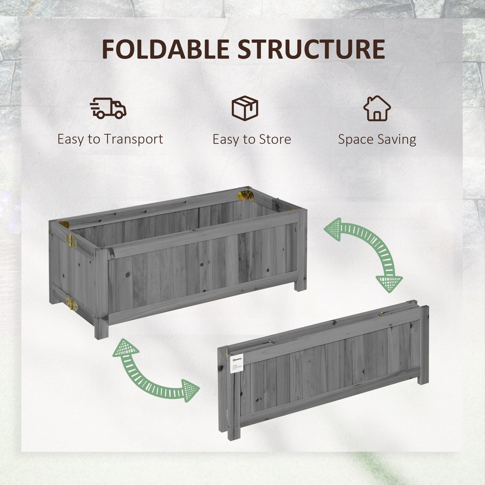 Foldable Elevated Planter Box, Wooden Raised Garden Bed for Backyard, Patio to Grow Vegetables, Herbs, Flowers, Grey