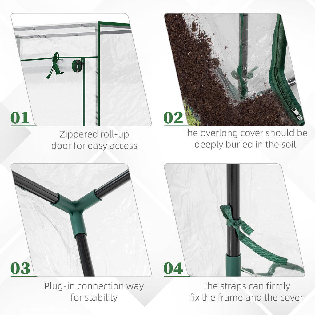 40"L x 20"W x 59"H Walk-in Garden Greenhouse with Steel Frame Outdoor Hot House Tomato Plant Warm House w/ Roll up Door, Plastic Cover, Clear