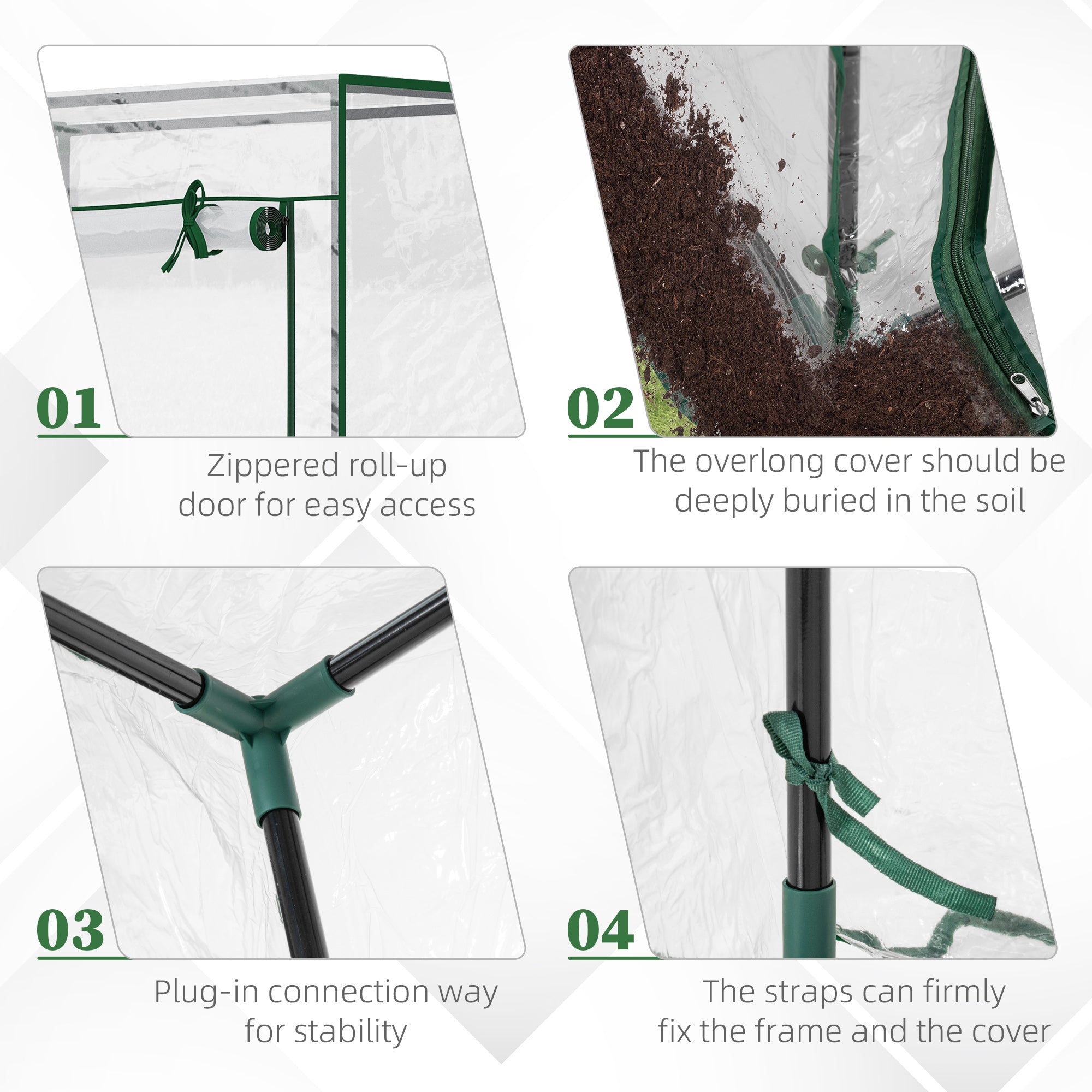 40"L x 20"W x 59"H Walk-in Garden Greenhouse with Steel Frame Outdoor Hot House Tomato Plant Warm House w/ Roll up Door, Plastic Cover, Clear