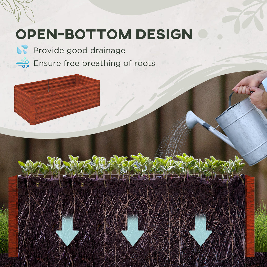 Galvanized Raised Garden Bed, Steel Outdoor Planters with Reinforced Rods, 71" x 35" x 23", Rustic Brown