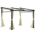 Metal Pergola with Sliding Roof Canopy, Retractable Pergola Canopy, 10' x 10', Beige