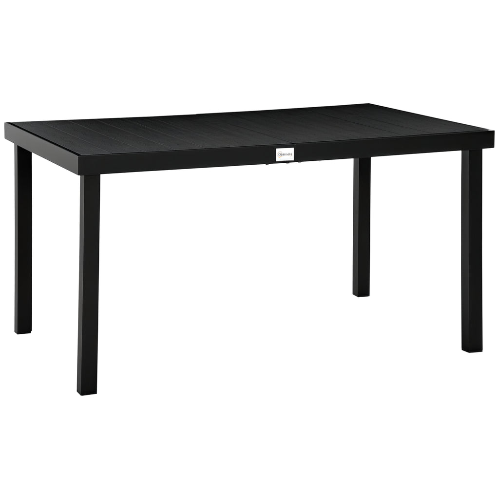 Aluminum Outdoor Dining Table for 6, Patio Rectangular Table, 55" W x 35.5" D x 29.25" H, Black
