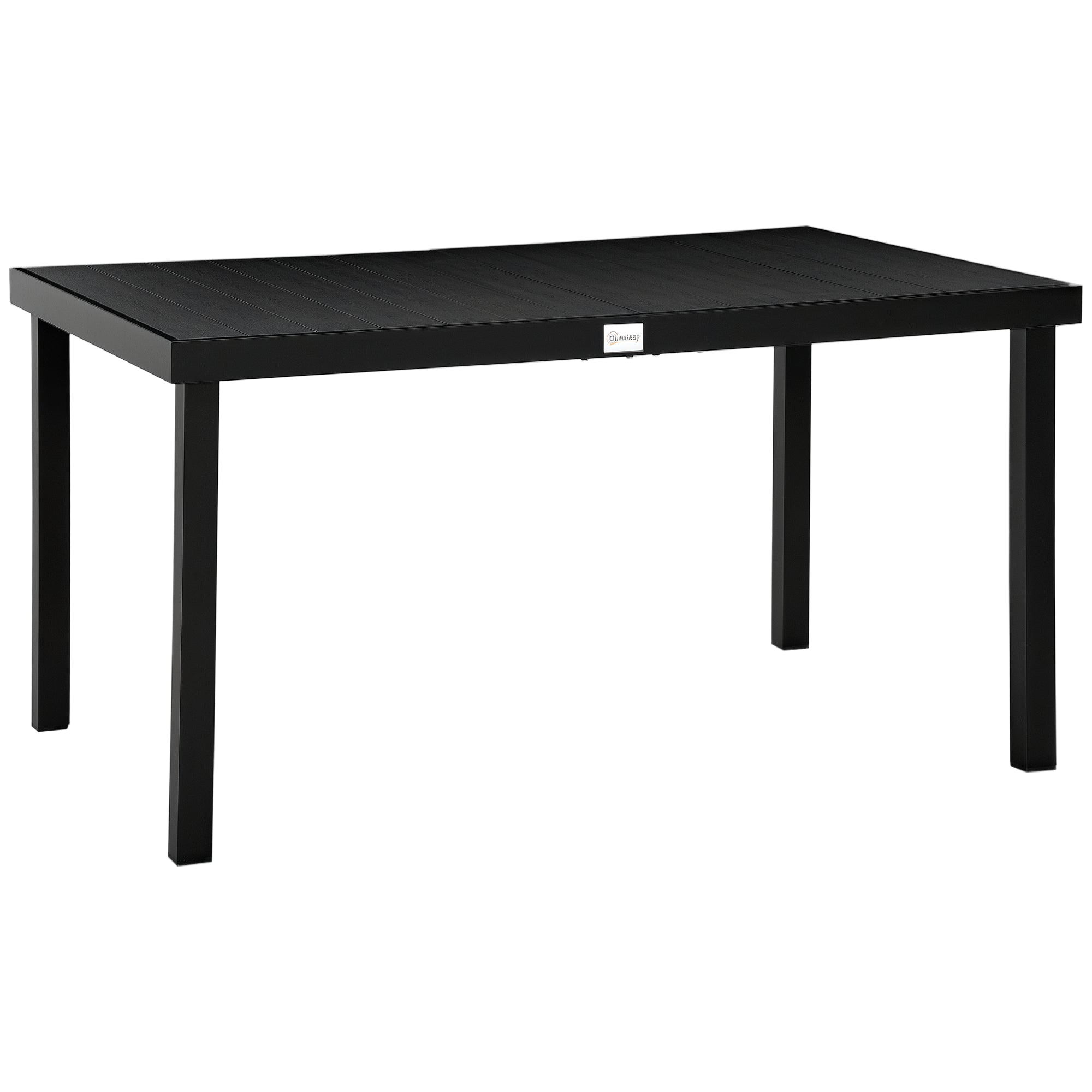Aluminum Outdoor Dining Table for 6, Patio Rectangular Table, 55" W x 35.5" D x 29.25" H, Black