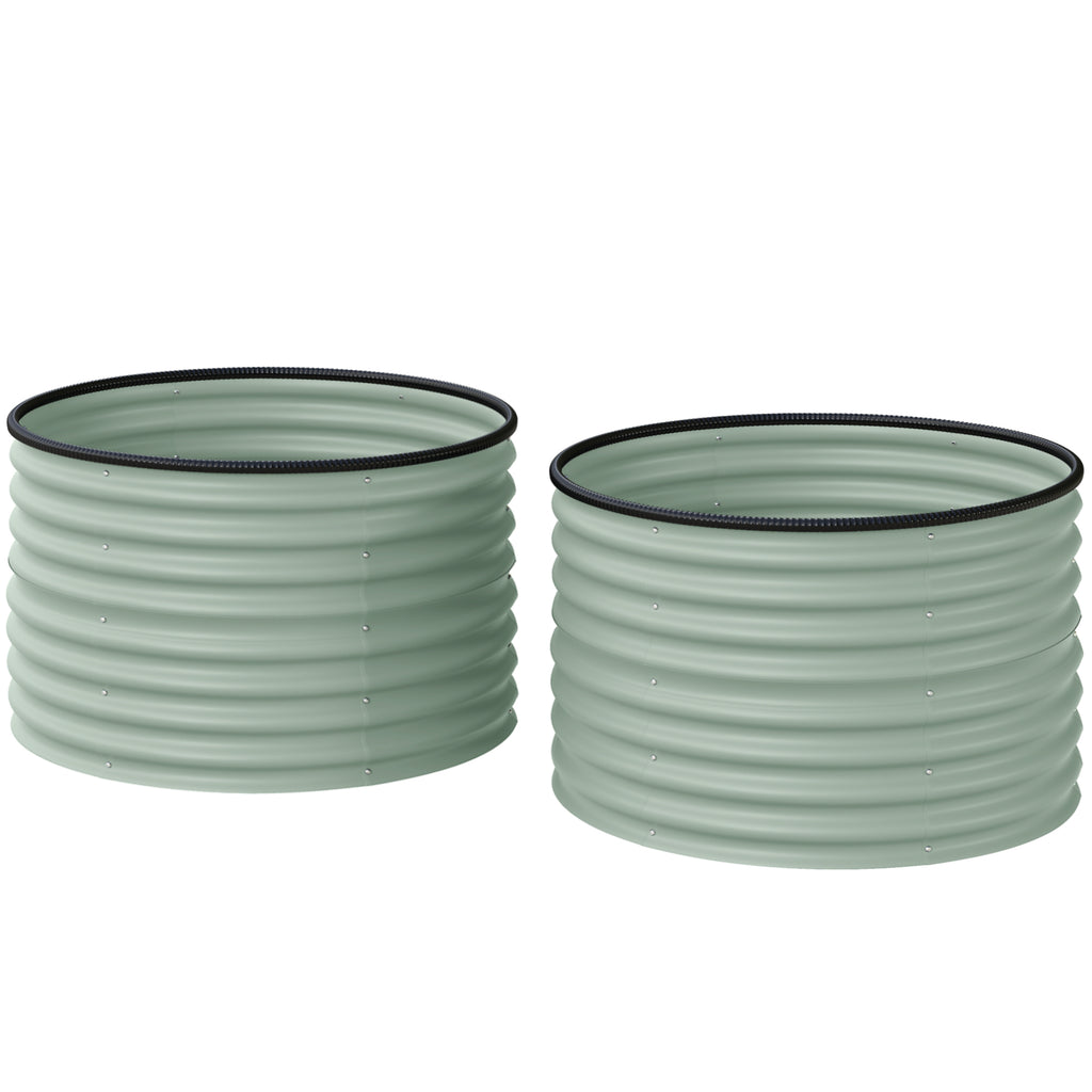 Set of 2 Raised Garden Bed, Metal Planter Box with Safety Edging, Easy-to-assemble Stock Tank, Green