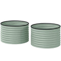 Set of 2 Raised Garden Bed, Metal Planter Box with Safety Edging, Easy-to-assemble Stock Tank, Green