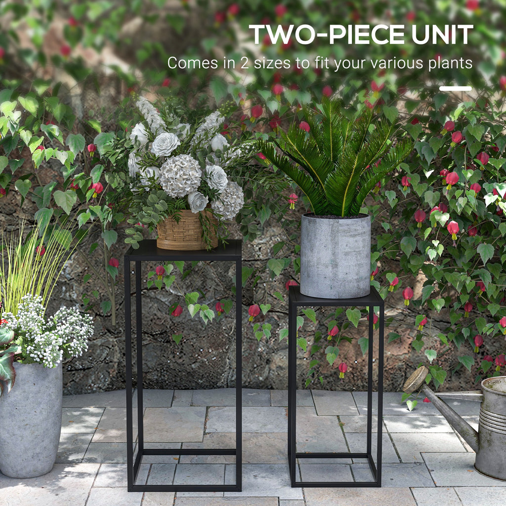 Set of 2 Plant Stands, Decorative Flower Display Holder for Living Room Balcony