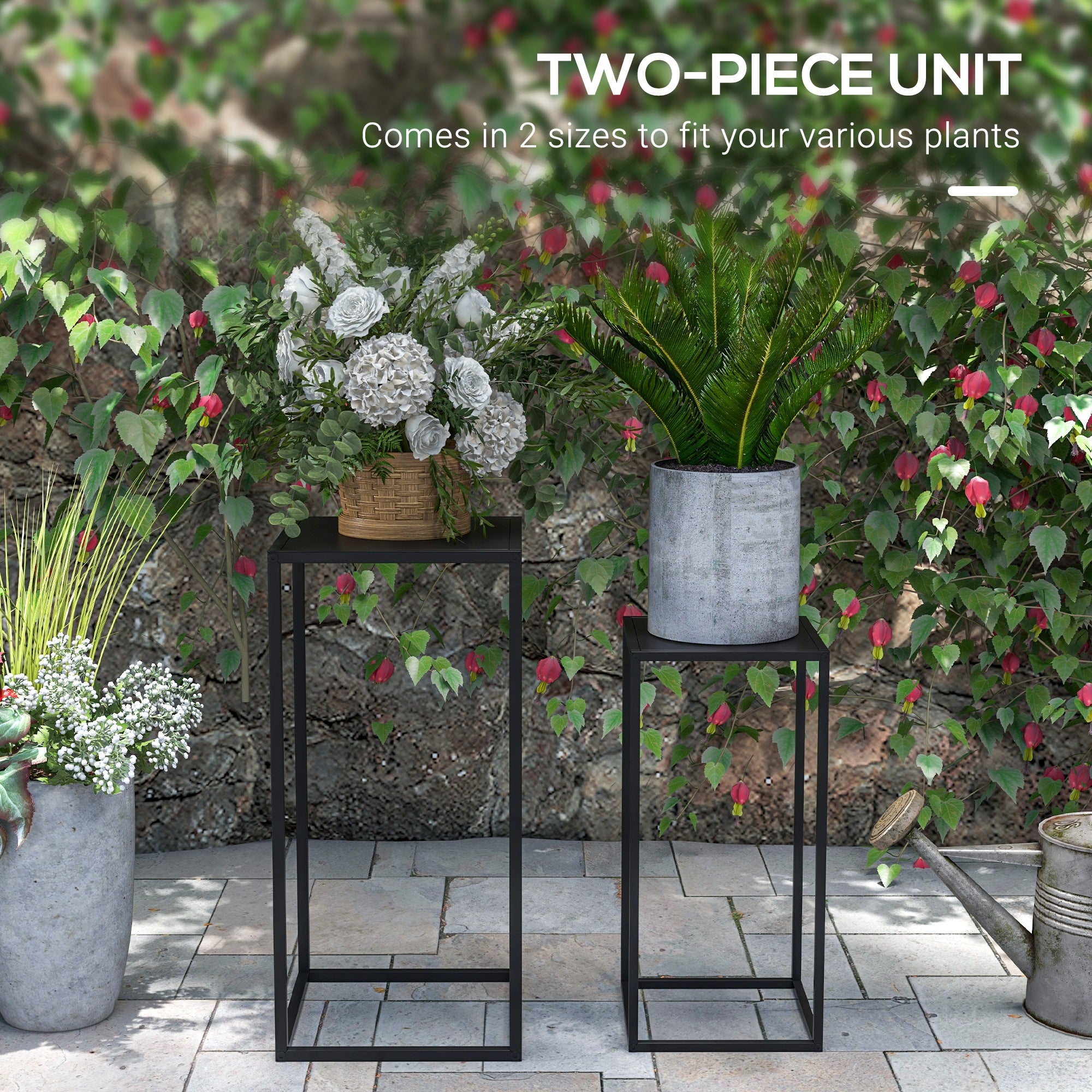 Set of 2 Plant Stands, Decorative Flower Display Holder for Living Room Balcony