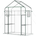Walk-in Greenhouse with 4 Shelves, 56" x 29" x 77" Mini Greenhouse ,Roll-Up Door, Mesh Windows for Seedling, Flowers, Plant Growing, Clear