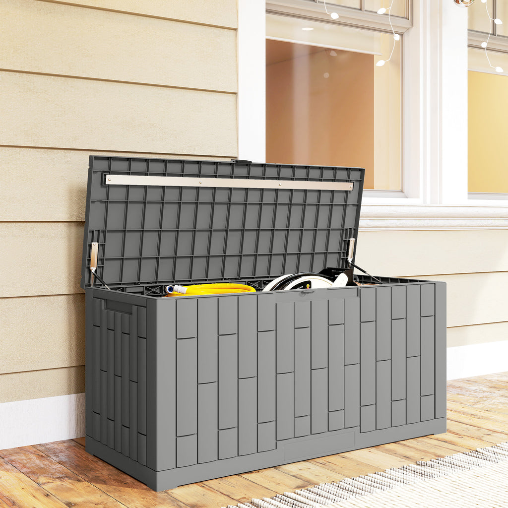 80 Gallon Resin Deck Box, Lockable Outdoor Storage Box, Splash-Resistant & UV Resistant Patio Storage Container