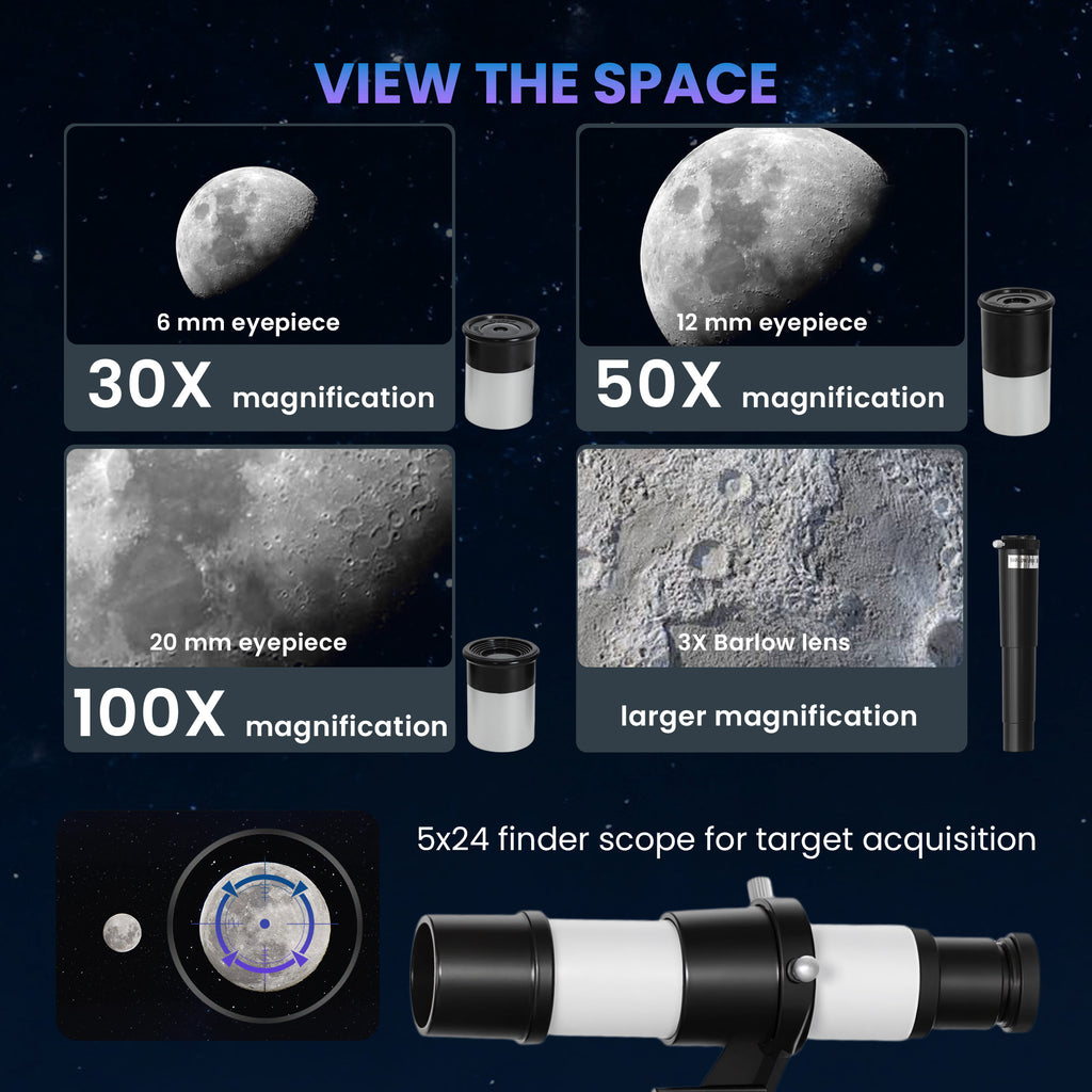 Astronomical Telescope for Adults, 70 mm Aperture Refractor Telescope with 100X, Adjustable Tripod, White