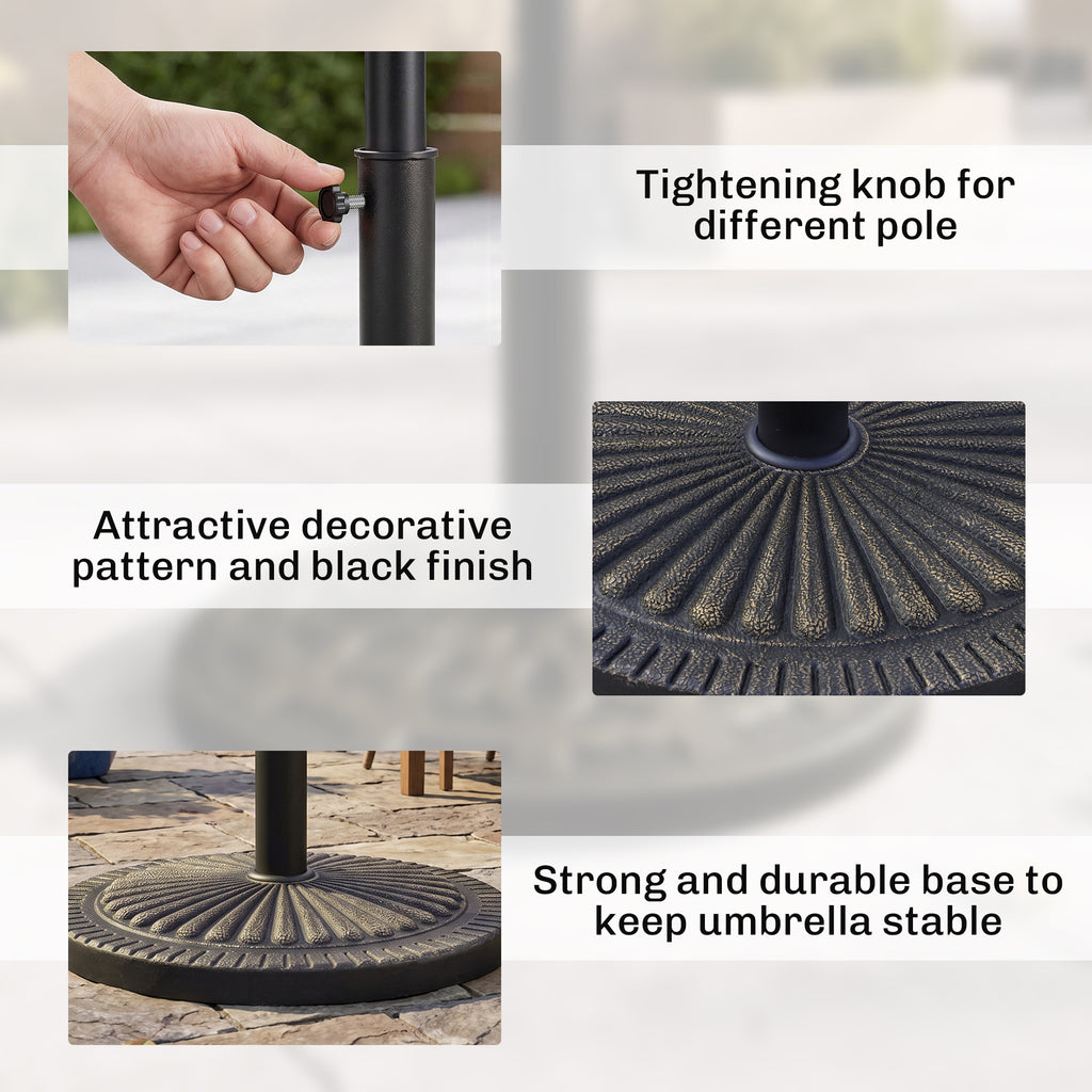 31 lbs Resin Round Market Umbrella Base Holder 19" Decorative Parasol Stand for Patio, Outdoor, Backyard, Bronze