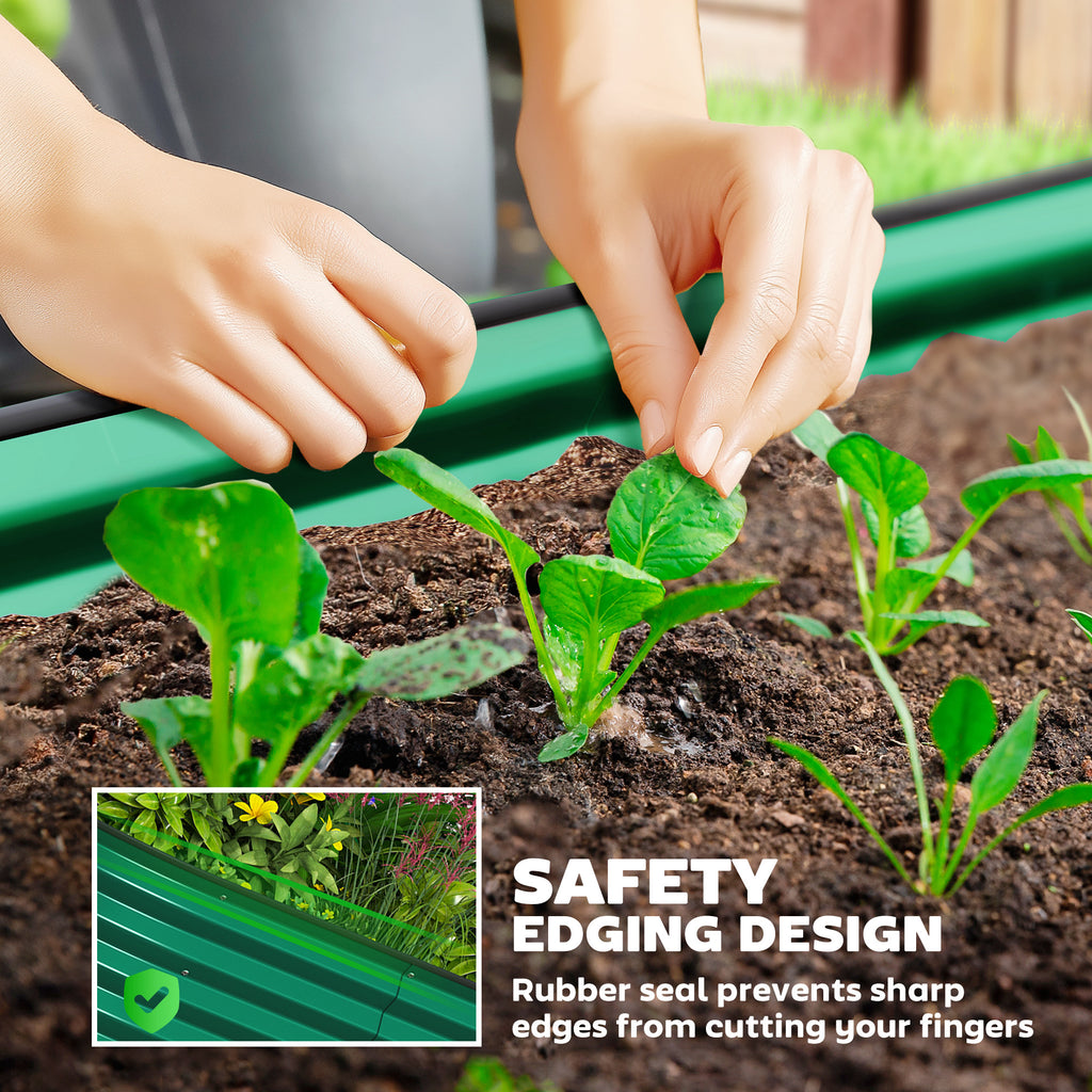 7 x 3 x 1ft Galvanized Raised Garden Bed Kit, Metal Planter Box with Safety Edging, Green
