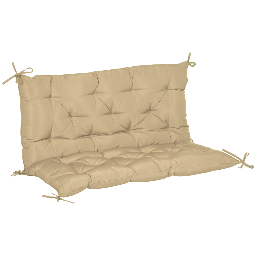 2-Seater Garden Bench Cushion Swing Chair Mat Replacement with Backrest, for Indoor and Outdoor, 39.4"x38.6", Khaki