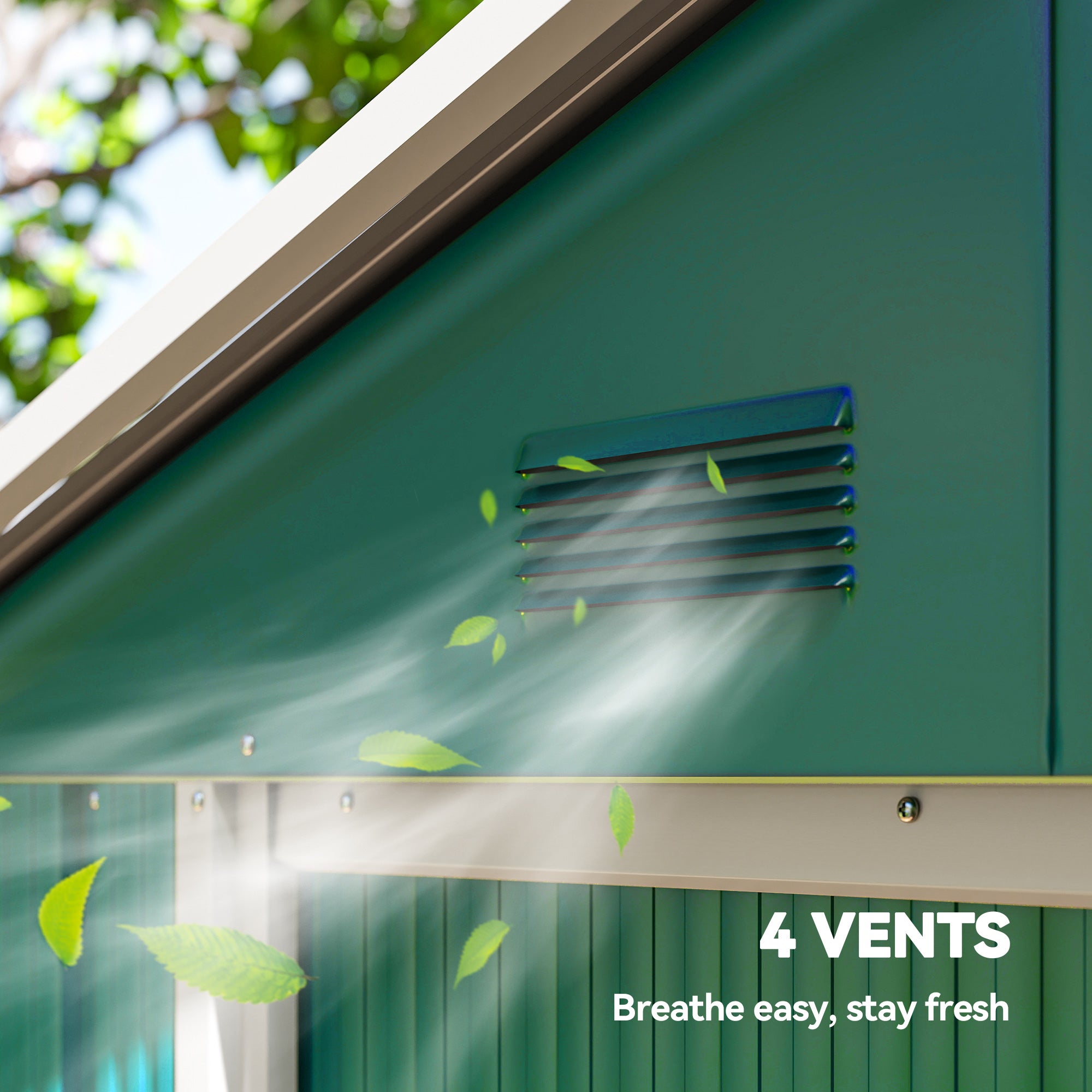 6.5x3.5ft Metal Garden Storage Shed for Outdoor Tool Storage with Double Sliding Doors and Vents, Green