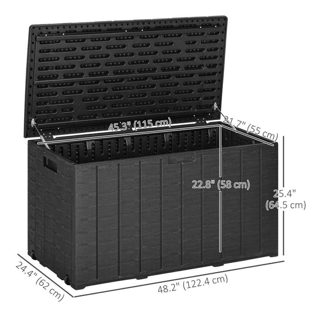 81 Gallon Garden Storage Box, Waterproof  Double Wall Storage Container with Wheels and Handles, Black