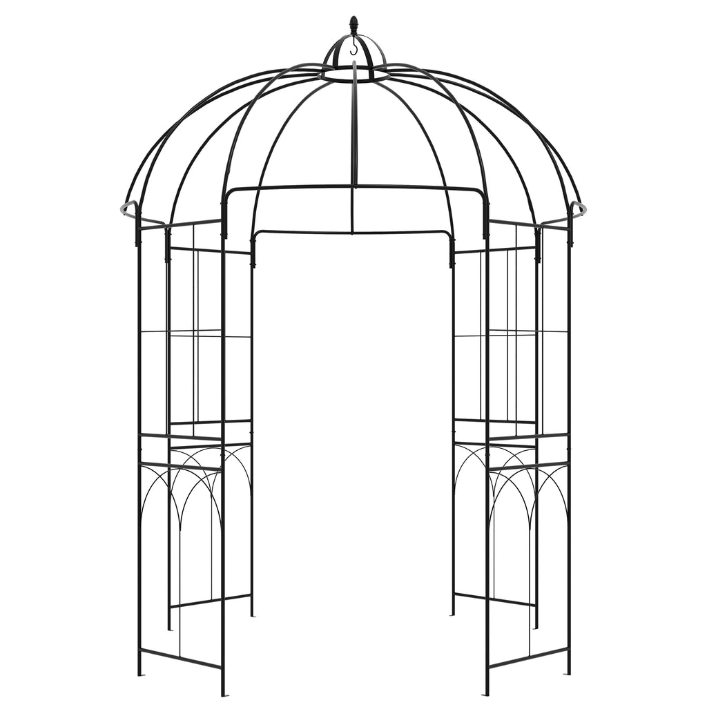 Birdcage Shape Arbour, Metal Garden Arbour Pergola Pavilion for Climbing Plants, Lights, French Style Arch Trellis
