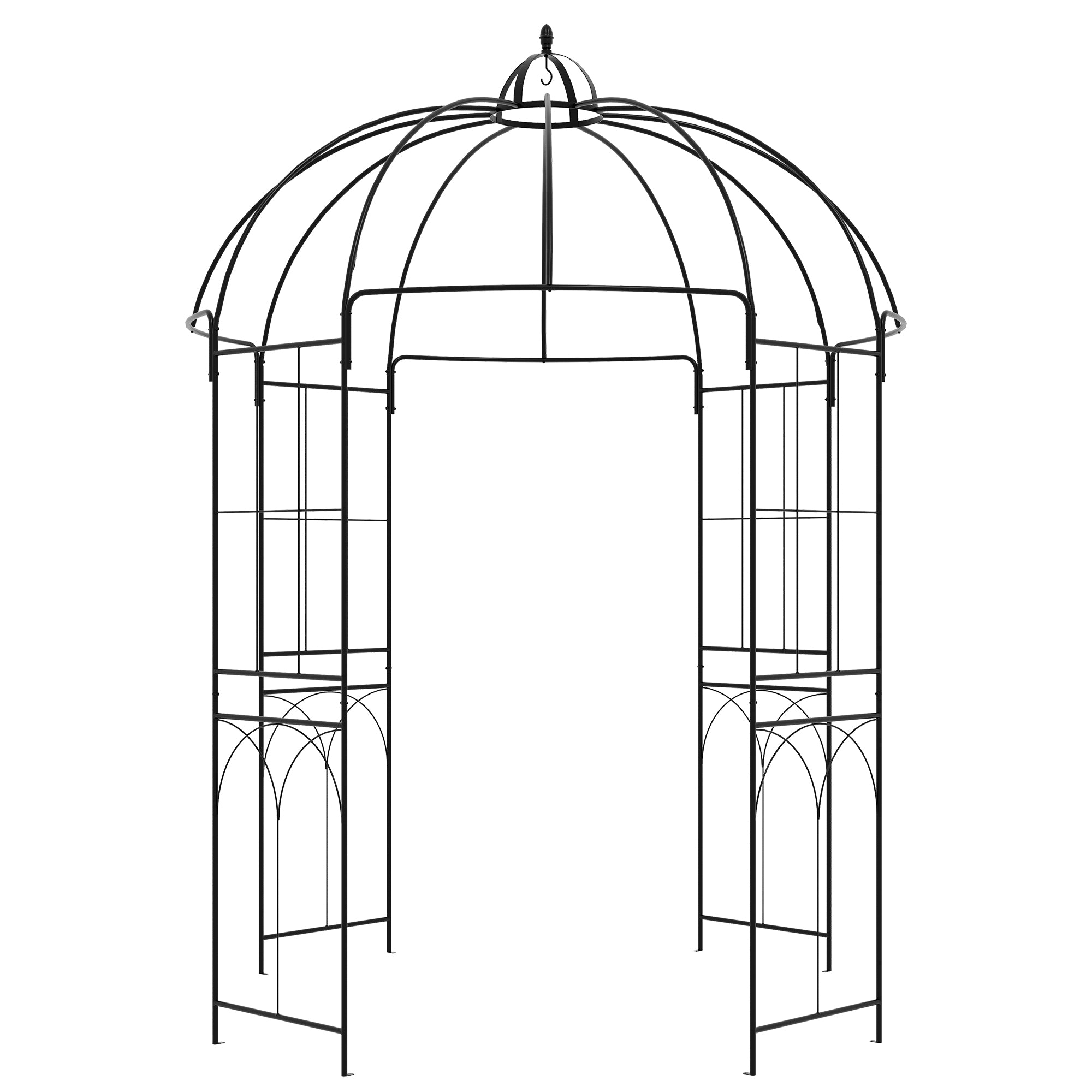 Birdcage Shape Arbour, Metal Garden Arbour Pergola Pavilion for Climbing Plants, Lights, French Style Arch Trellis