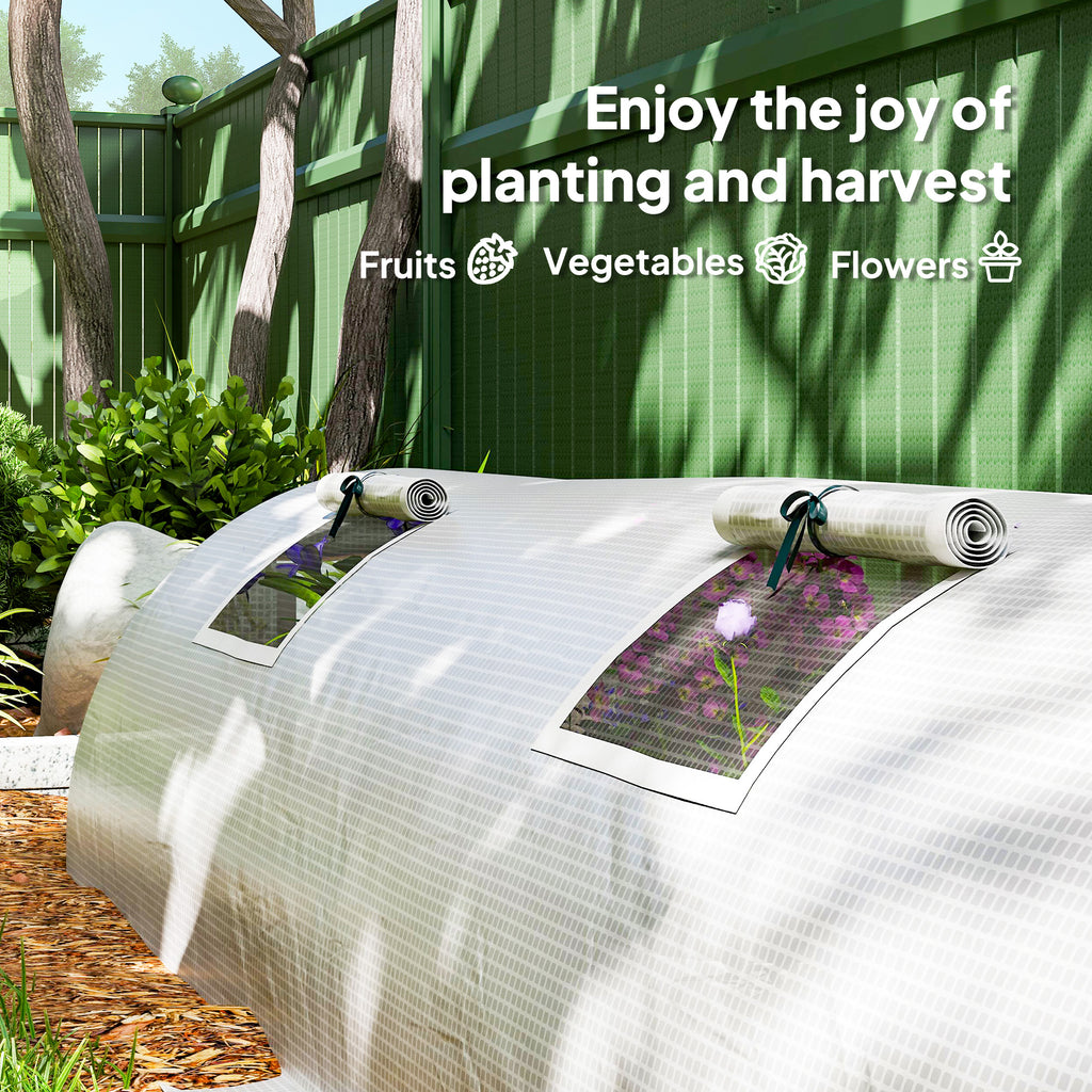 Portable Mini Greenhouse, Tunnel Growing Tent with 5 Mesh Windows and Steel Frame,10' x 3' x 2', White