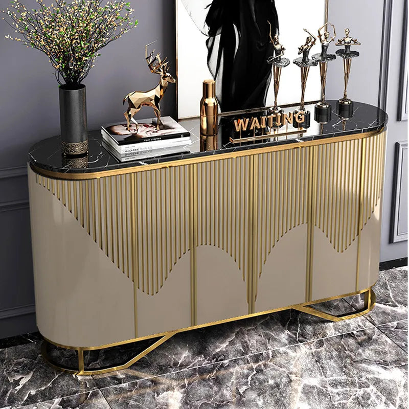 Narrow Luxury Living Room Cabinet – Gold Classic French Accent Storage Cabinet