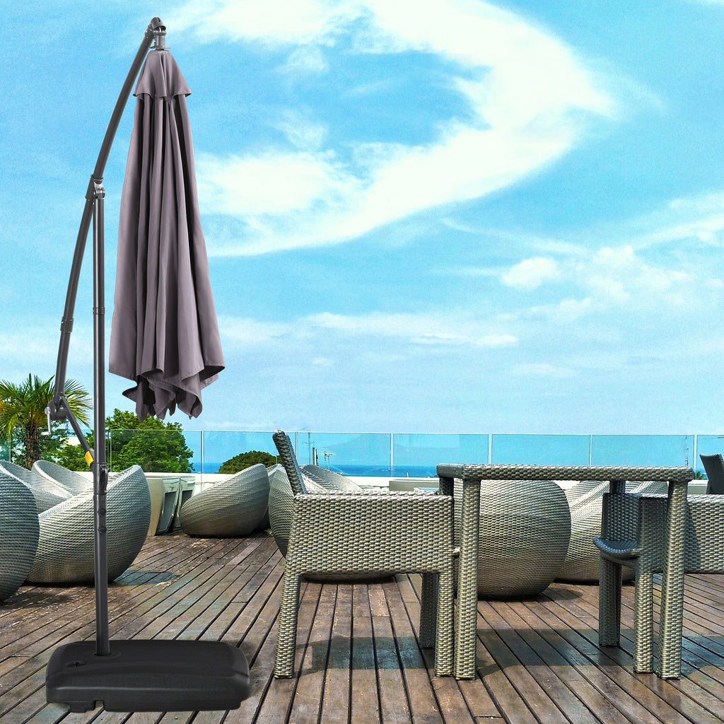 Cantilever Offset Umbrella Base Portable Square Parasol Weights with Wheels, Water and Sand Filled, Up to 165 lbs, Black