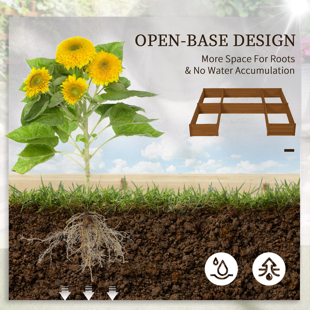 DIY 5-box Garden Planter with Open Bottom for Outdoor Plants, Vegetables, Flowers, Herbs, Brown