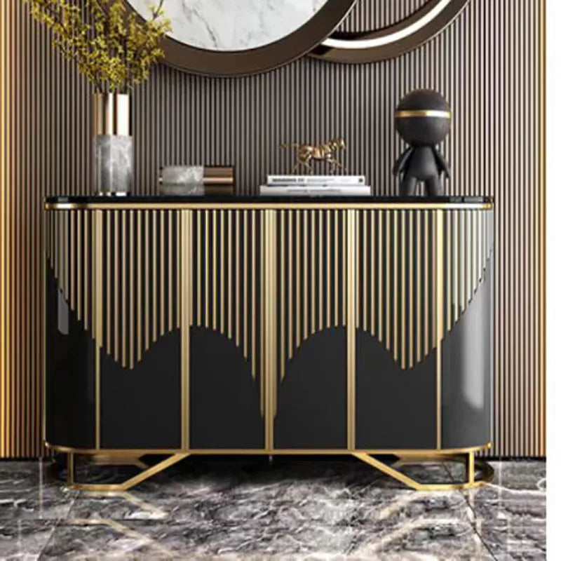 Narrow Luxury Living Room Cabinet – Gold Classic French Accent Storage Cabinet