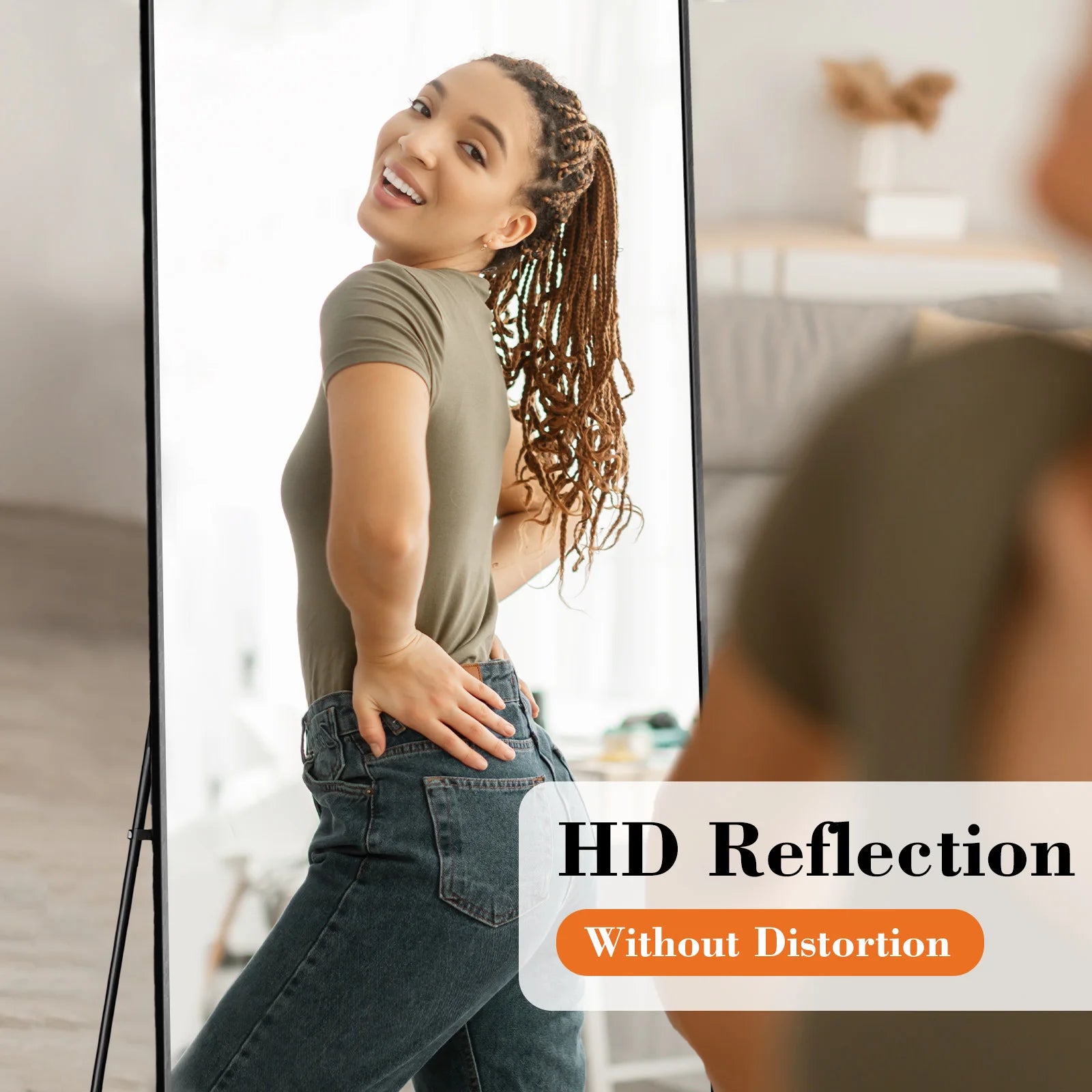 JHK 64" × 21" Full Body Mirror – Large Aluminum Alloy Framed Standing, Hanging & Leaning Mirror