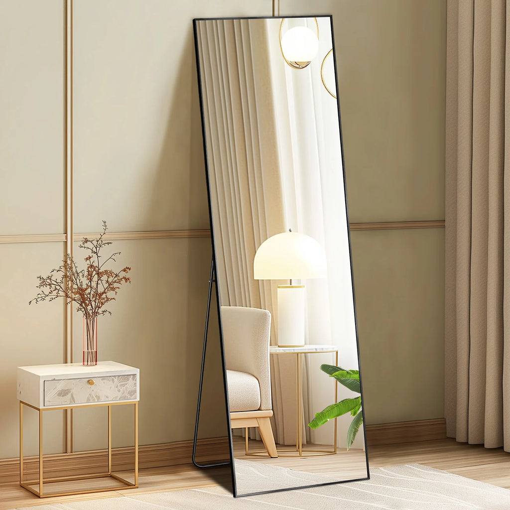 JHK 64" × 21" Full Body Mirror – Large Aluminum Alloy Framed Standing, Hanging & Leaning Mirror
