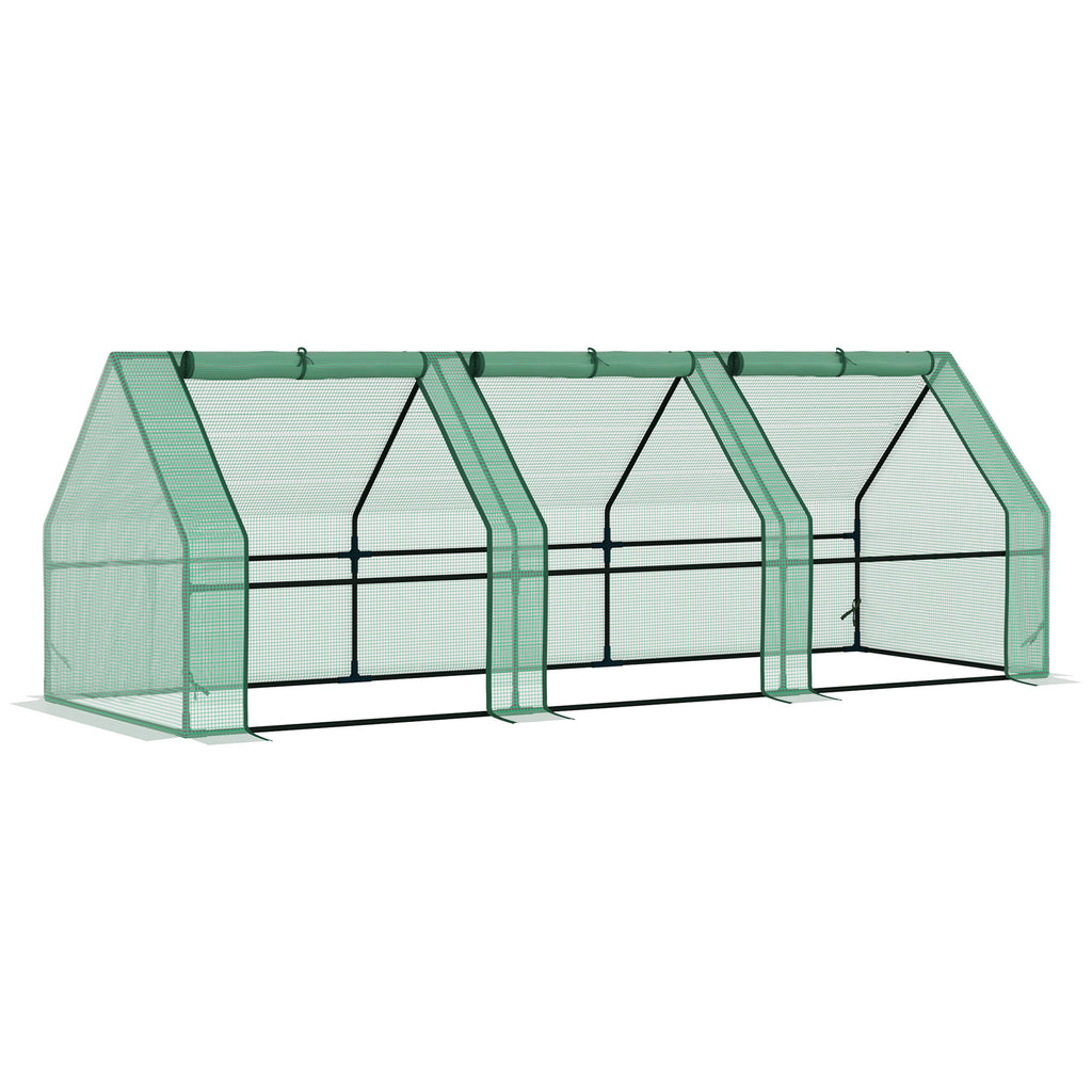 9' x 3' x 3' Portable Mini Greenhouse Tunnel Growing Tent Plants Flower Warm House w/ Zippered Roll-up Doors, PE Cover, Green