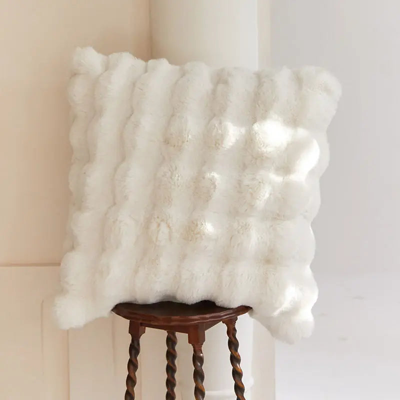 Luxury Faux Rabbit Fur Bubble Blanket – Ultra Soft Plush Throw for Sofa & Bed