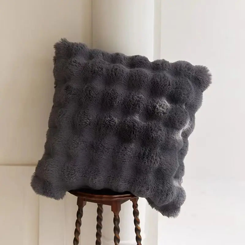 Luxury Faux Rabbit Fur Bubble Blanket – Ultra Soft Plush Throw for Sofa & Bed
