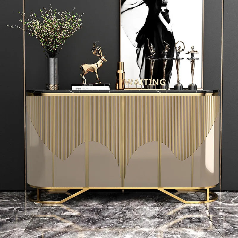 Narrow Luxury Living Room Cabinet – Gold Classic French Accent Storage Cabinet