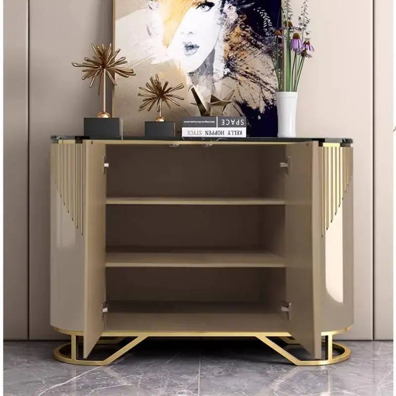 Narrow Luxury Living Room Cabinet – Gold Classic French Accent Storage Cabinet