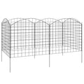 Metal Garden Fence, Decorative Fence Set of 6, 181.1" x 38.2", Vegetable Fence, Path Border, Garden Edging, Black