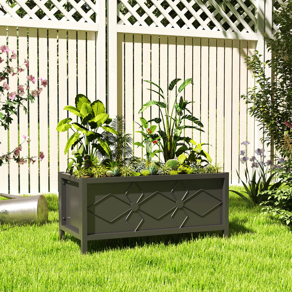 Galvanized Raised Garden Bed with Drainage Holes, Metal Raised Flower Bed, Outdoor Galvanized Planter Box for Herbs