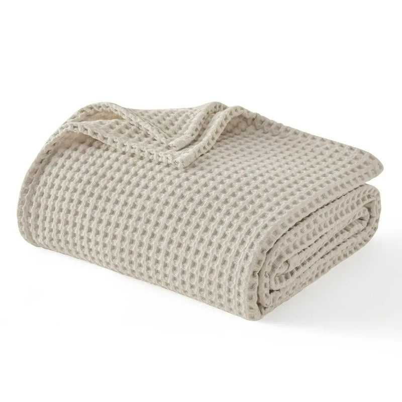 Cotton Waffle Weave Blanket – Ultra Soft Lightweight Breathable King Blanket for Spring & Summer