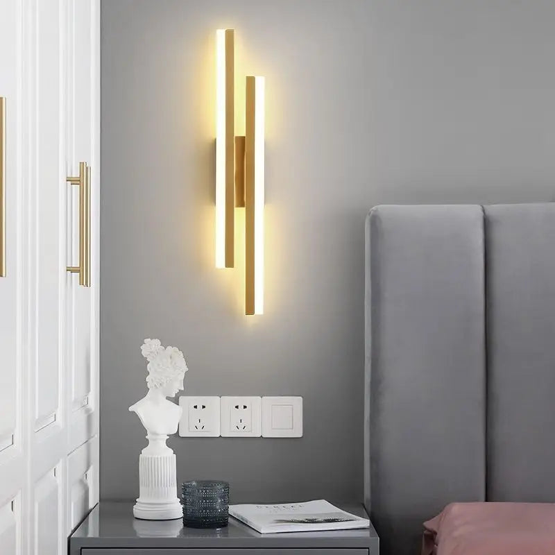 LED Bedroom Wall Lamp – Modern Copper Wall Sconce with Acrylic Lampshade