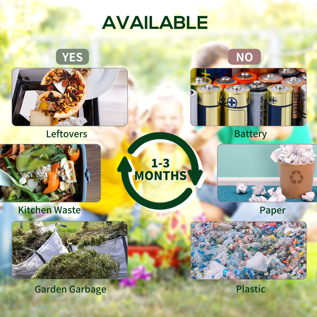Rotating Composter, Dual Chamber Compost Bin with 24 Vents and Steel Legs, 34.5 Gallon, Green
