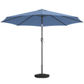 10' x 10' Round Market Umbrella with Base and Sandbag, Patio Umbrella with Crank Handle and Tilt, Blue