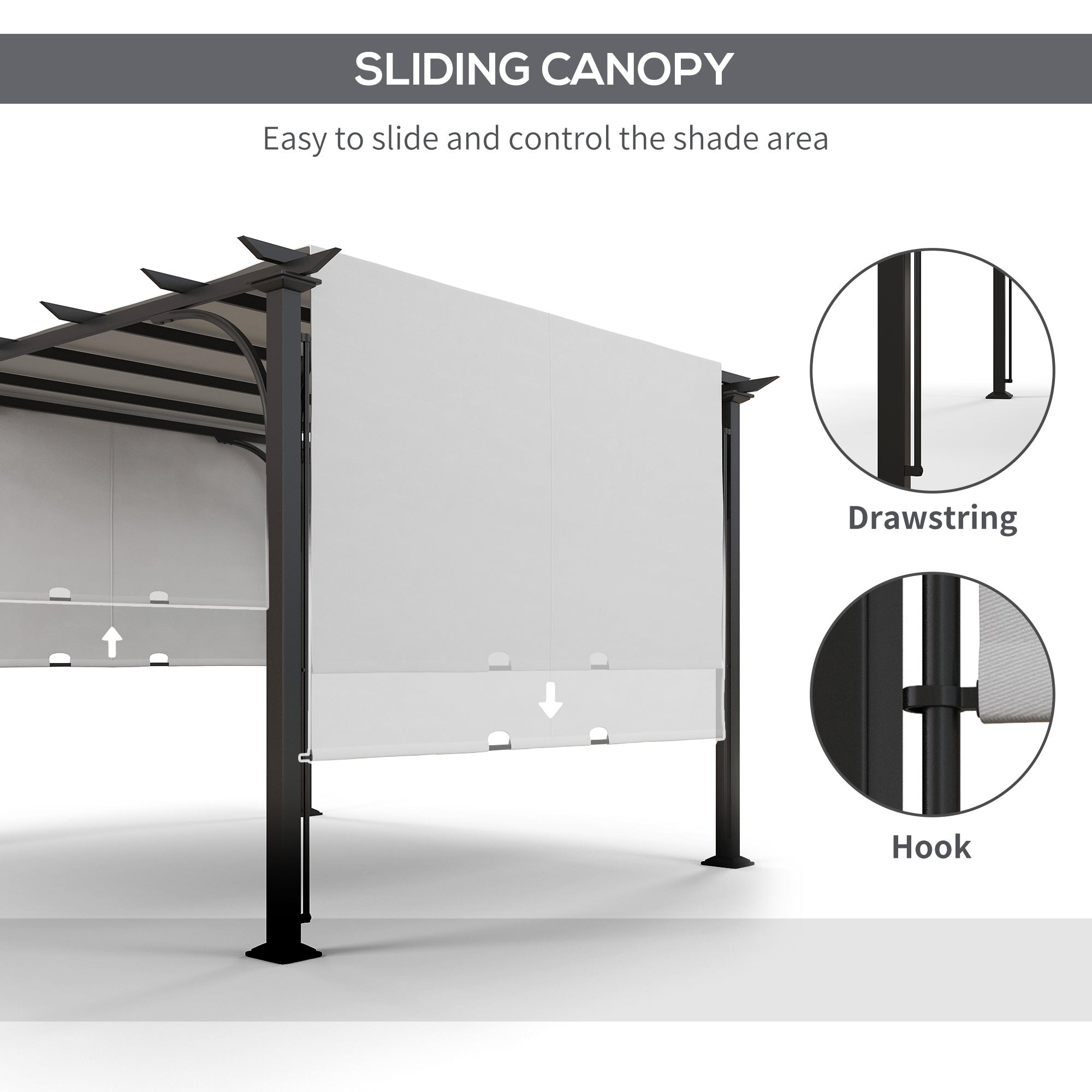 10' x 10' Outdoor Pergola Patio Gazebo Canopy Sun Shelter, Steel Frame, White