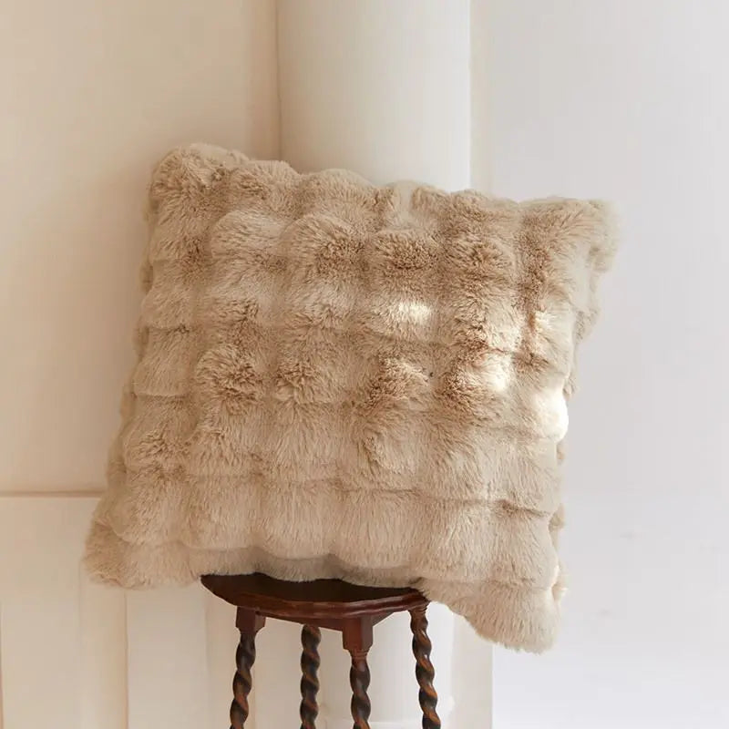 Luxury Faux Rabbit Fur Bubble Blanket – Ultra Soft Plush Throw for Sofa & Bed