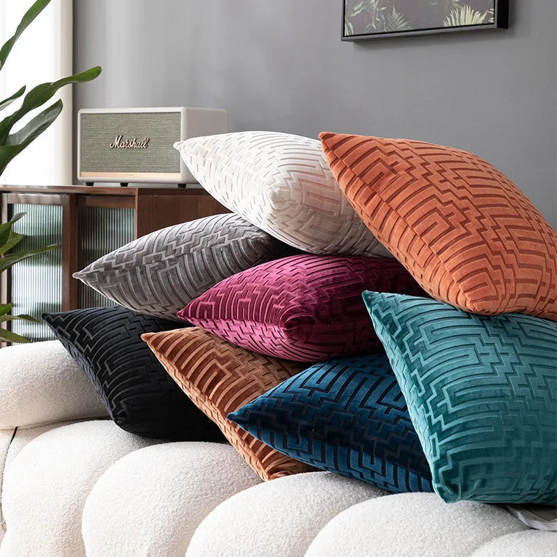 Luxury Geometric Velvet Throw Pillow Cover