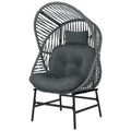 Wicker Egg Chair, 330 lbs Outdoor Rattan Lounge Chair with Thick Cushion, Headrest, Steel Frame, Dark Grey