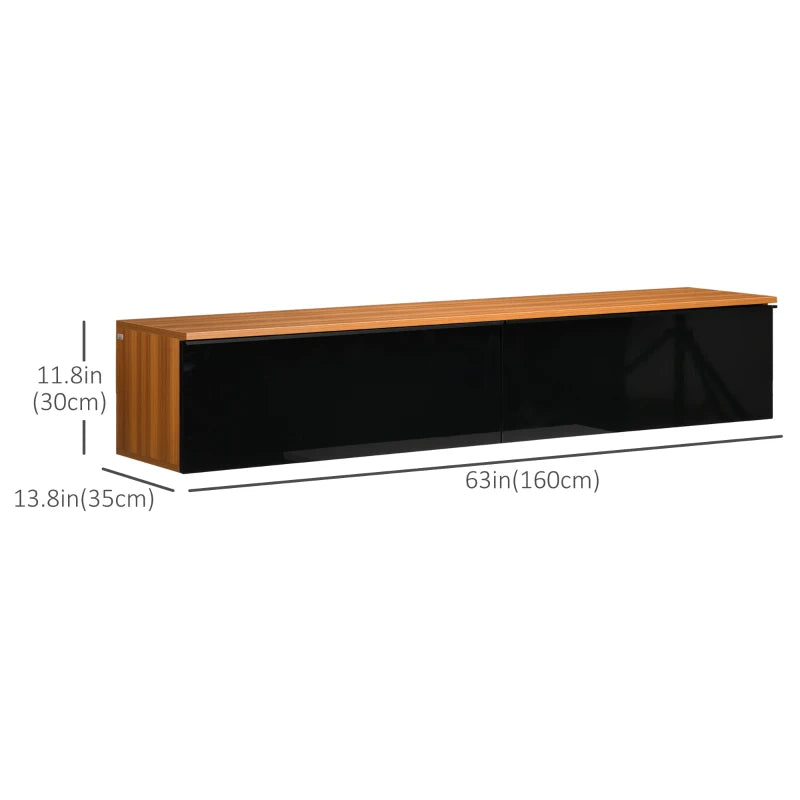 Modern Wall Mounted TV Stand, Black Floating Media Console with Spacious Storage
